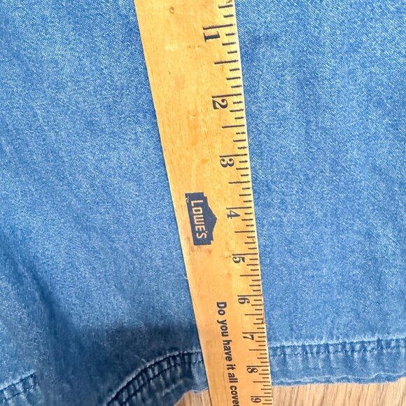 Vtg Erika & Co Embroidered Denim Maxi M Jumper Dress  Fall Country Modest 90 Y2k - Picture 6 of 11